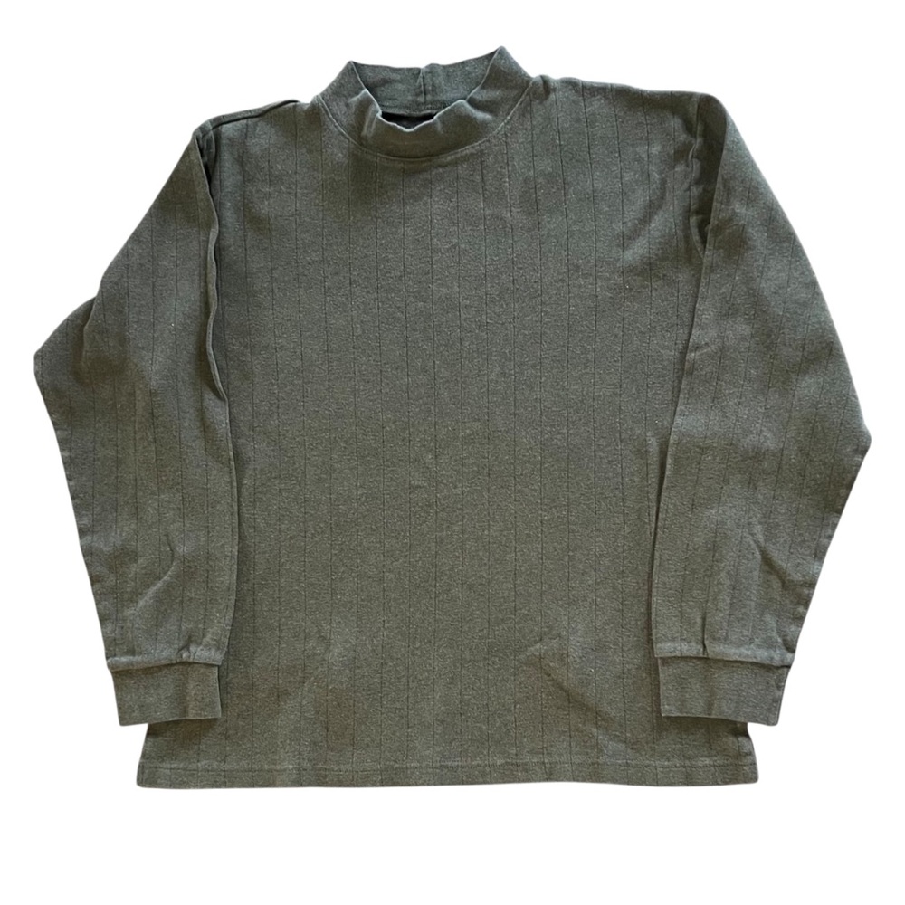 John Ashford XL Olive Ribbed Mock Neck Pullover | Classic 90s Style